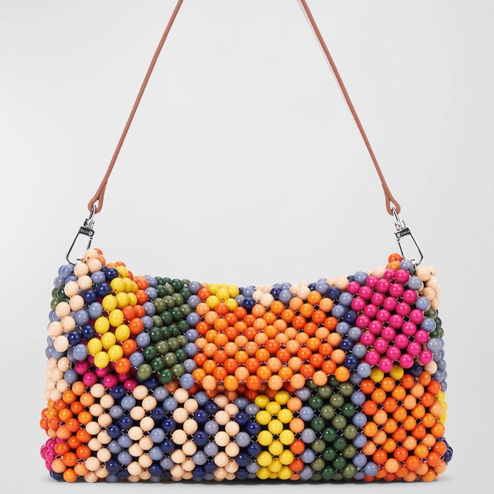 STAUD Multicolor Beaded Shoulder Bag